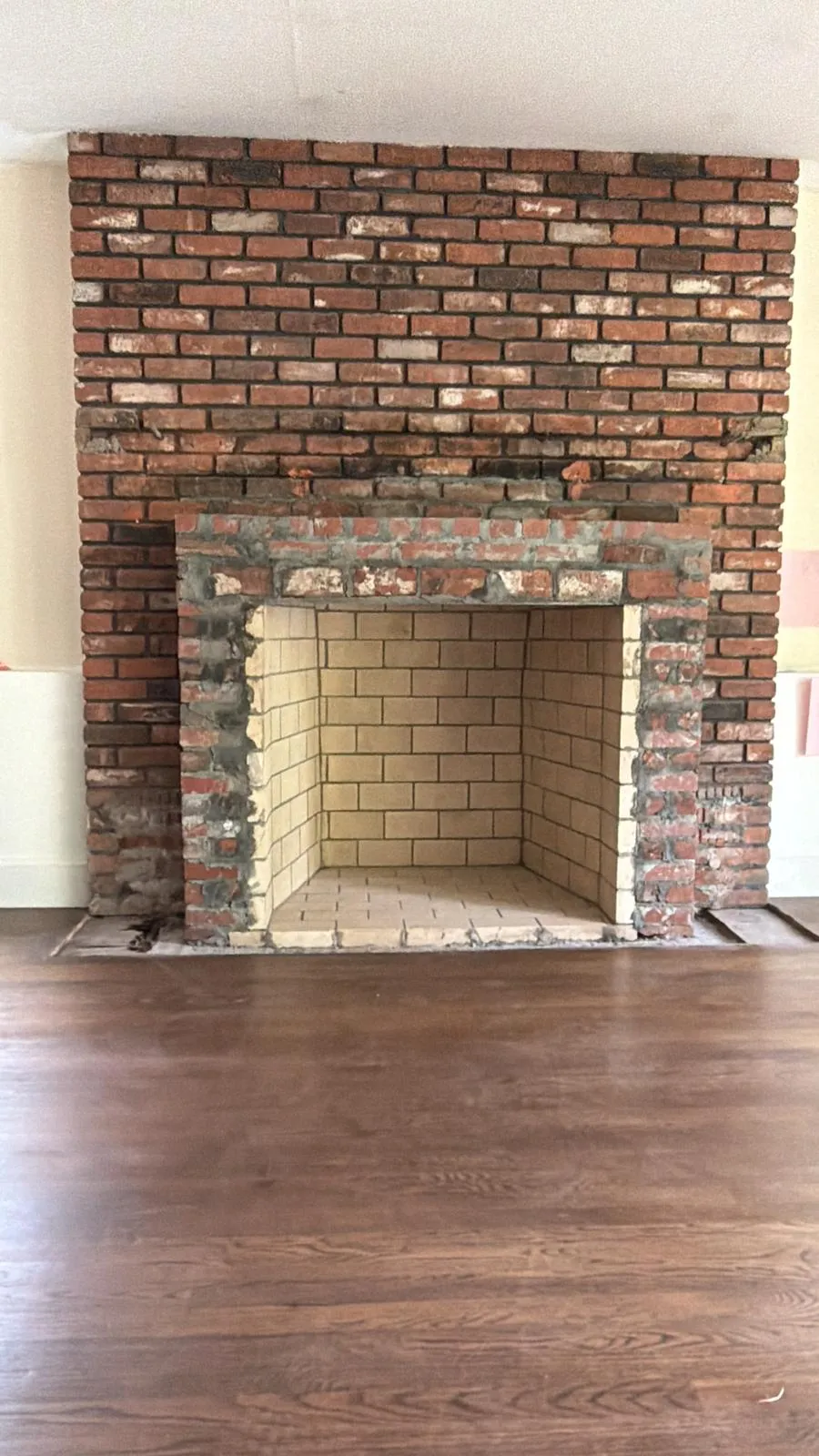 Brick masonry fireplace built inside a Connecticut residence